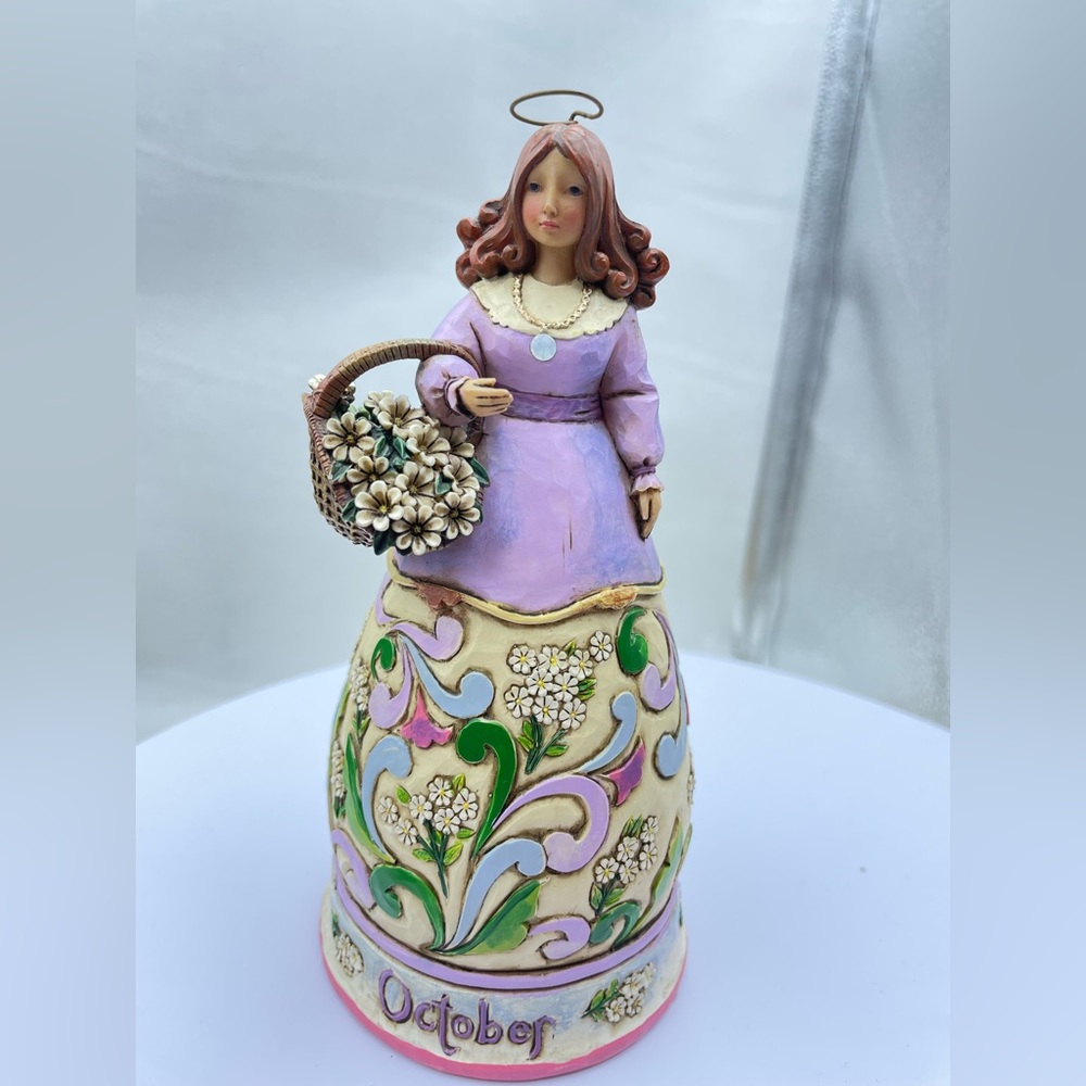 JIM SHORE HEARTWOOD CREEK - OCTOBER ANGEL W/ OPAL BIRTHSTONE